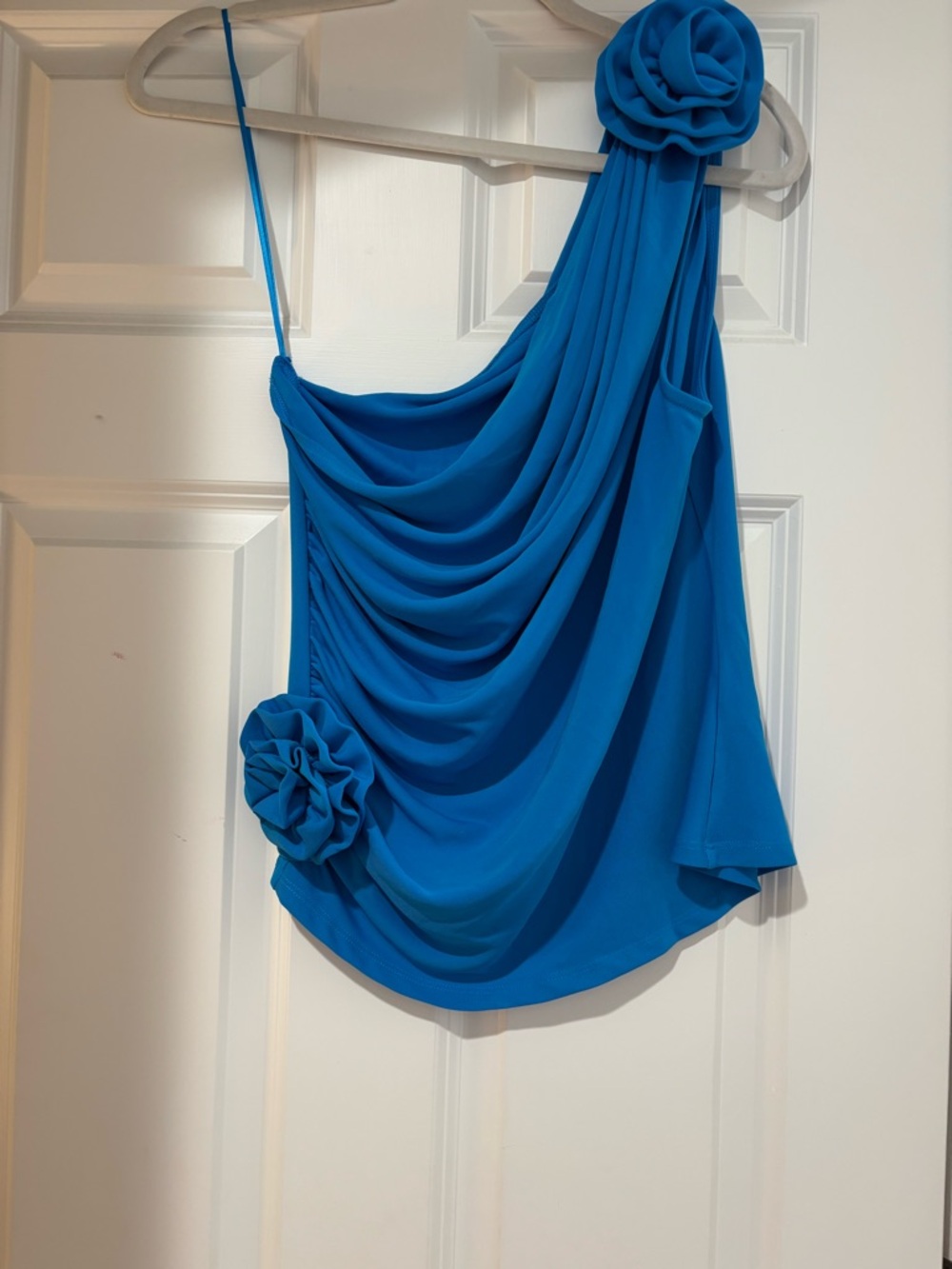 Gianni Bini Vibrant Blue One-Shoulder Draped Top